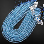 AAA Swiss Blue Topaz 4mm 6mm Faceted Rondelle Beads Laser Diamond Cut Real Genuine Topaz Gemstone 15.5" Strand