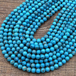 Natural Arizona Blue Turquoise 4mm 6mm 7mm 8mm 7mm 10mm Round Beads Real Genuine Turquoise Gemstone 15.5" Strand