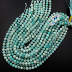 AAA Faceted Natural Blue Amazonite 6mm 8mm Round Beads 15.5" Strand