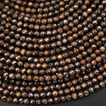 AAA Faceted Natural Bronzite Beads 2mm 3mm 4mm Round Gemstone 15.5" Strand