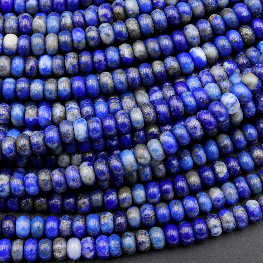 Natural Blue Lapis Beads Smooth Rondelle Beads 4mm 15.5" Strand