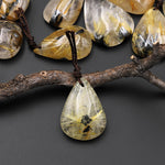 Natural Titanium Golden Hematite Rutilated Rutile Quartz Teardrop Pendant