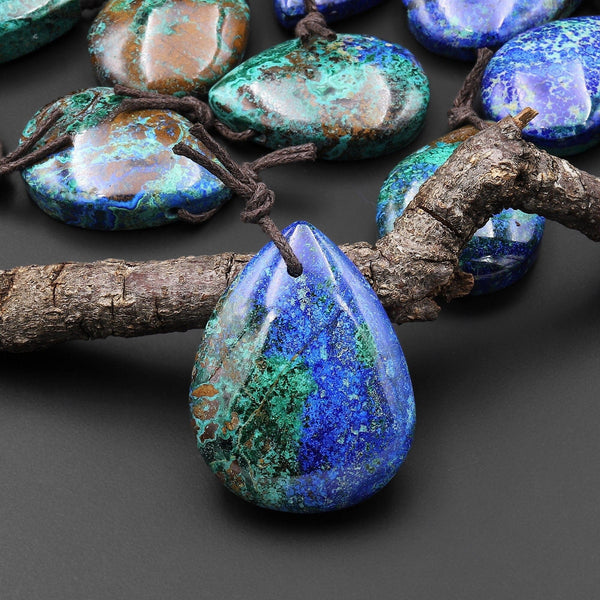 AAA Natural Azurite Chrysocolla Teardrop Pendant From the Old Arizona Copper Mine A1