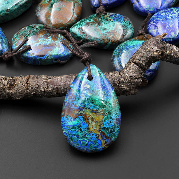 AAA Natural Azurite Chrysocolla Teardrop Pendant From the Old Arizona Copper Mine A2