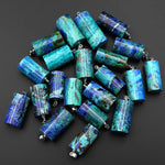 AAA Natural Azurite Chrysocolla Cylinder Pendant From the Old Arizona Copper Mine