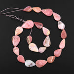 Natural Peruvian Pink Opal Teardrop Beads Vertically Drilled 15.5" Strand