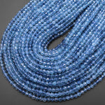 AAA+ Translucent Natural Blue Santa Maria Aquamarine Micro Faceted 2mm 3mm 4mm Round Gemstone Beads 15.5" Strand