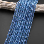 AAA+ Translucent Natural Blue Santa Maria Aquamarine Micro Faceted 2mm 3mm 4mm Round Gemstone Beads 15.5" Strand