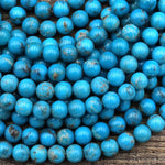 Natural Arizona Blue Turquoise 4mm 6mm 7mm 8mm 7mm 10mm Round Beads Real Genuine Turquoise Gemstone 15.5" Strand