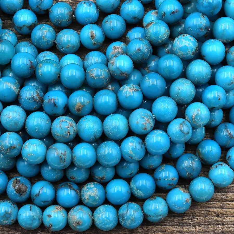 Natural Arizona Blue Turquoise 4mm 6mm 7mm 8mm 7mm 10mm Round Beads Real Genuine Turquoise Gemstone 15.5" Strand