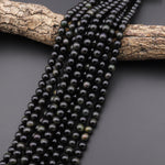 AAA Natural Rainbow Black Obsidian 6mm 8mm 10mm 12mm Round Beads 15.5" Strand