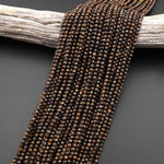 AAA Faceted Natural Bronzite Beads 2mm 3mm 4mm Round Gemstone 15.5" Strand