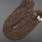AAA Faceted Natural Bronzite Beads 2mm 3mm 4mm Round Gemstone 15.5" Strand