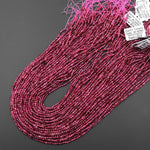 AAA Faceted Natural Red Pink Rubellite Tourmaline 2mm Round Beads Micro Diamond Cut Gemstone 15.5" Strand