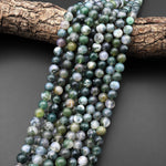 Natural Green Moss Agate Round Beads 4mm 6mm 8mm 10mm Round Beads 15.5" Strand