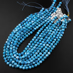 Natural Heavenly Blue Apatite 4mm 6mm 8mm 10mm Round Beads 15.5" Strand