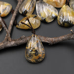 Natural Titanium Golden Hematite Rutilated Rutile Quartz Teardrop Pendant