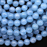 AAA Natural Blue Aquamarine 4mm 6mm 8mm 10mm 12mm Smooth Round Beads Real Genuine Gemstone Birthstone 15.5" Strand