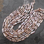 Iridescent Natural Pink Biwa Stick Pearl Freshwater 15.5" Strand