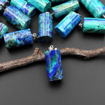 AAA Natural Azurite Chrysocolla Cylinder Pendant From the Old Arizona Copper Mine