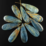 Natural Argentina Lemurian Aquatine Blue Calcite Pendant Golden Brown Matrix Teardrop Side Drilled Gemstone