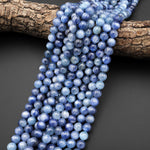 AAA Real Genuine Natural Blue Kyanite 6mm 8mm 10mm 12mm Smooth Round Beads 15.5" Strand