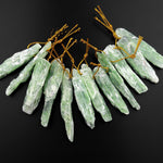 Side Drilled Raw Natural Green Kyanite Pendant Freeform Irregular Gemstone Spike Point Raw Rough Crystal Focal Bead