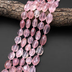 AAA Faceted Translucent Natural Rose Quartz Nugget Beads Pink Gemstone From Madagascar 15.5" Strand