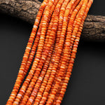 AAA Natural Orange Spiny Oyster Rondelle Heishi Beads 6mm Gemstone 15.5" Strand