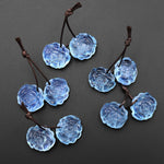 AAA Hand Carved Natural Blue Aquamarine Rose Flower Earring Pair Drilled Gemstone Matched Beads