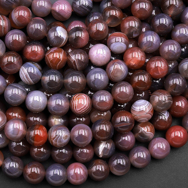 Rare Natural Mauve Red Botswana Agate 8mm Round Beads 15.5" Strand