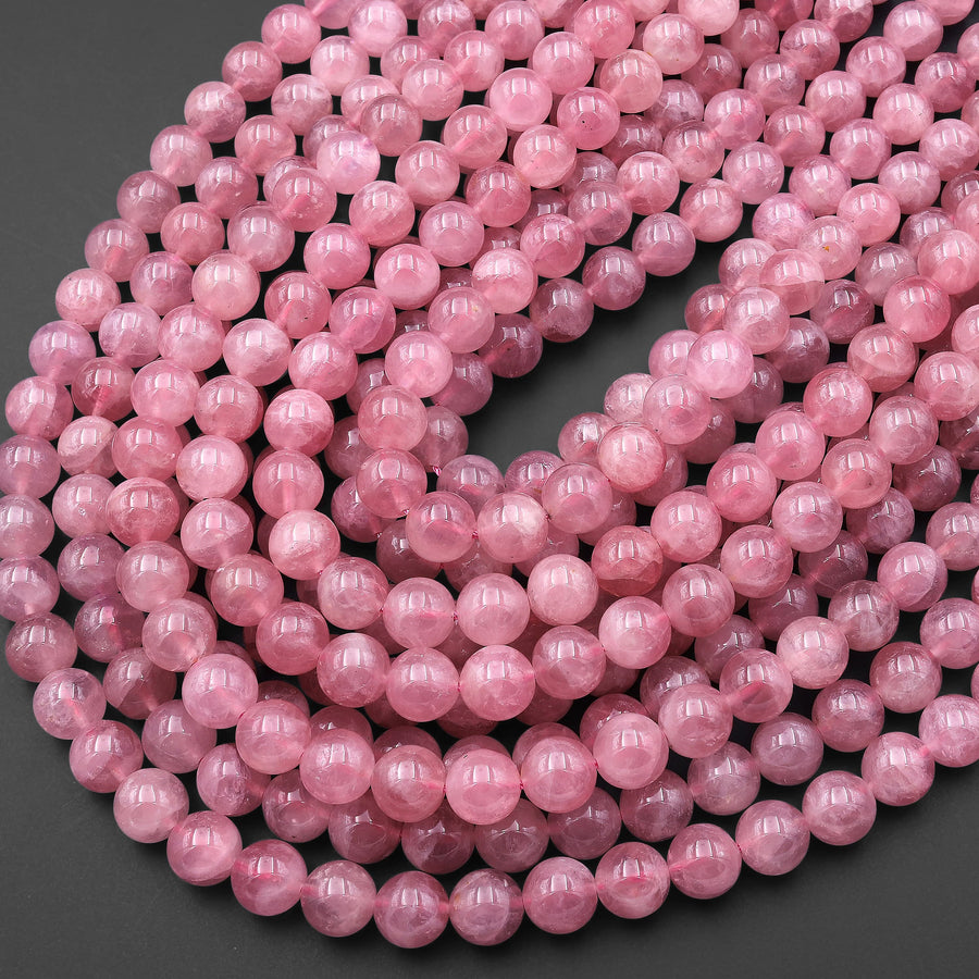 AAA Rare Mauve Pink Madagascar Natural Rose Quartz 8mm 9mm 10mm 12mm 14mm Round Beads 15.5" Strand