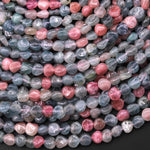 Natural Paraiba Blue Pink Tourmaline Freeform Smooth Pebble Nugget Beads Gemstone 15.5" Strand