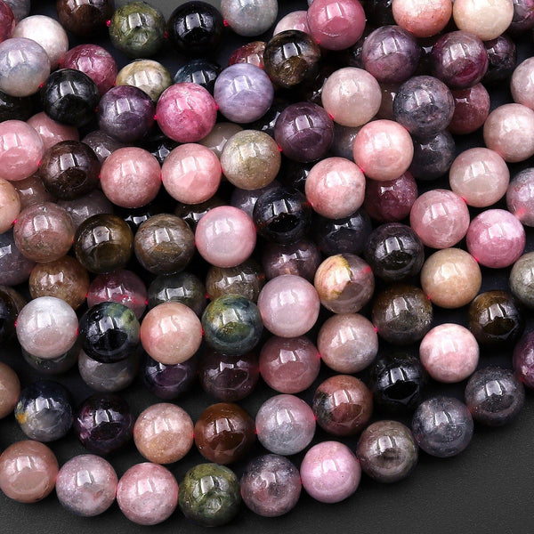 Natural Multicolor Watermelon Pink Green Tourmaline Smooth 8mm Round Beads 15.5" Strand