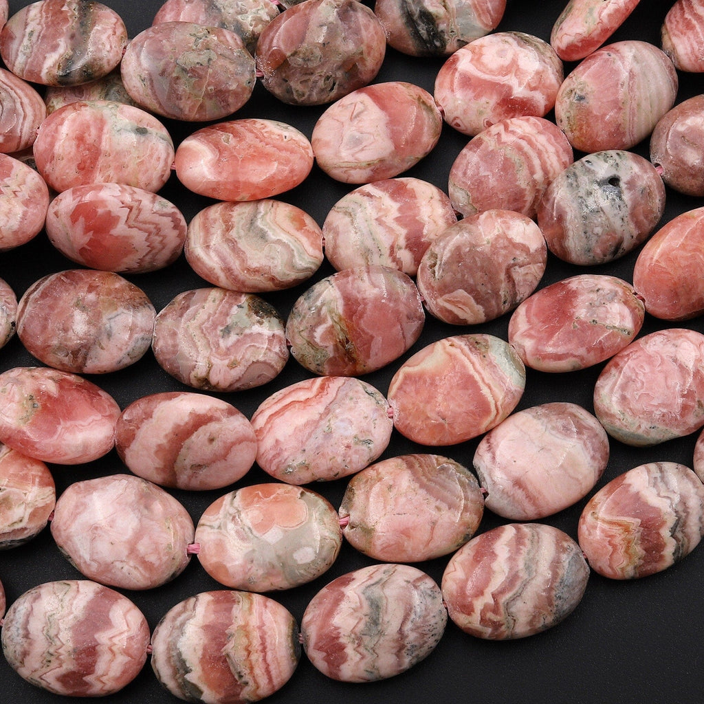 Natural Pink Rhodochrosite Oval Beads 16x12mm 15.5" Strand
