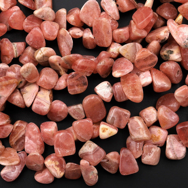 Natural Rhodochrosite Freeform Petal Chip Nugget Beads 15.5" Strand