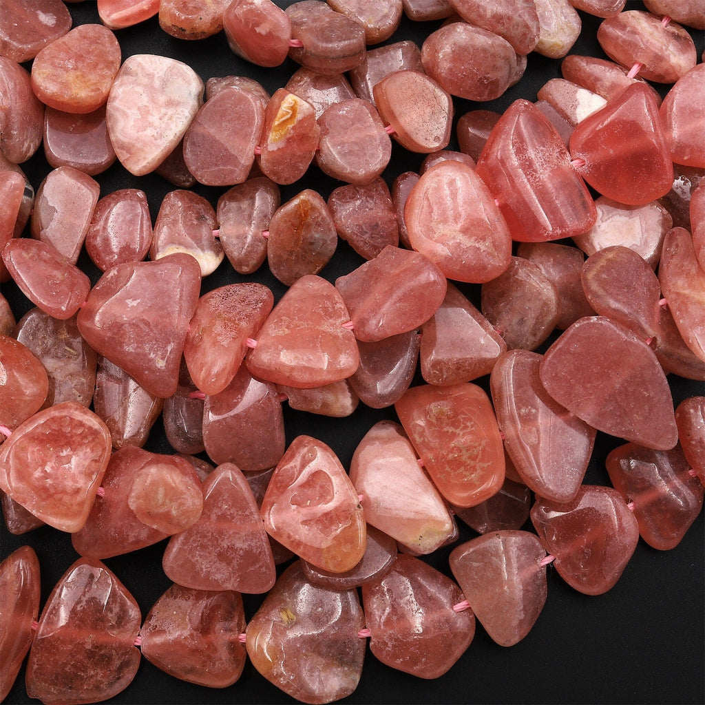 Natural Pink Red Rhodochrosite Nugget Beads Freeform Center
