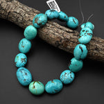 Large Natural Blue Green Turquoise Nugget Beads Genuine Real Turquoise Gemstone 15.5" Strand B0442