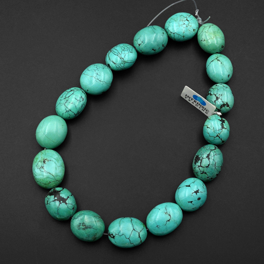 Large Natural Blue Green Turquoise Nugget Beads Genuine Real Turquoise Gemstone 15.5" Strand B0444