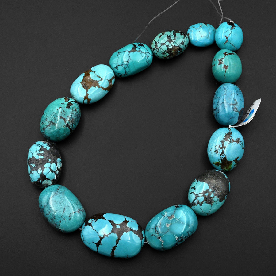 Large Natural Blue Turquoise Nugget Beads Genuine Real Turquoise Gemstone 15.5" Strand B0438