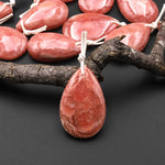 AAA Gemmy Natural Red Rhodochrosite Teardrop Gemstone Pendant from Argentina