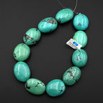 Large Natural Blue Green Turquoise Oval Nugget Beads Genuine Real Turquoise Gemstone 15.5" Strand B0447