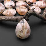 AAA Natural Cherry Blossom Agate Teardrop Gemstone Pendant Aka Flower Agate