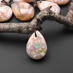 AAA Natural Cherry Blossom Agate Teardrop Gemstone Pendant Aka Flower Agate