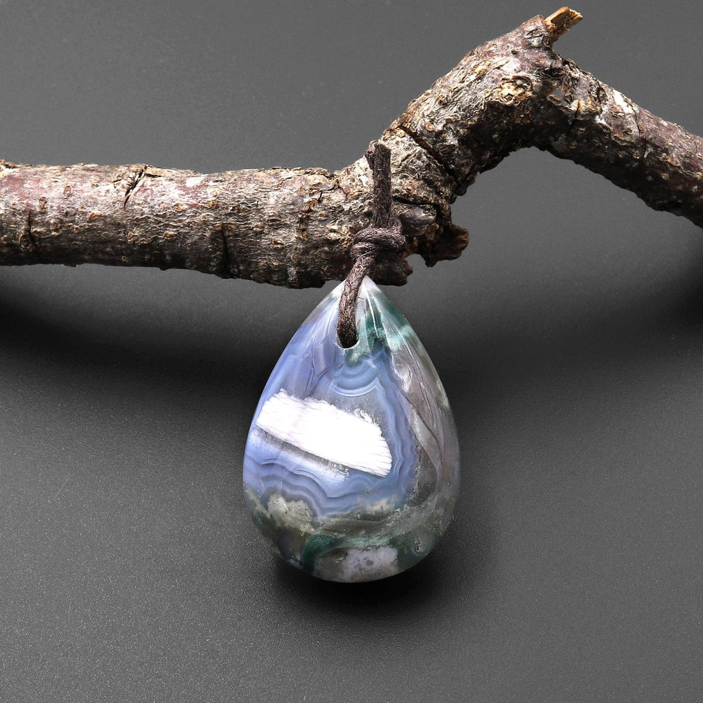 AAA Natural Cherry Blossom Agate Teardrop Gemstone Pendant Aka Flower Agate A12