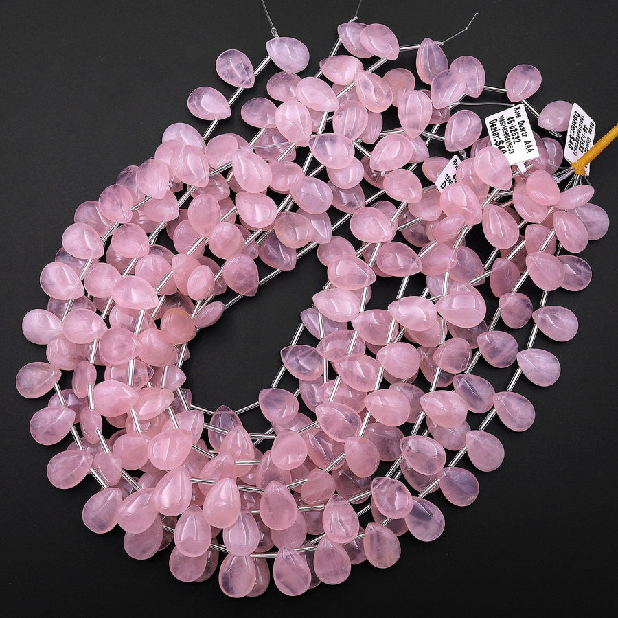 AAA Natural Pink Rose Quartz Smooth Teardrop Beads 13x18mm Good For Earrings 15.5" Strand