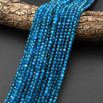 AAA Faceted Natural Apatite 2mm 3mm 4mm 6mm Round Beads Micro Laser Diamond Cut Gemstone 15.5" Strand