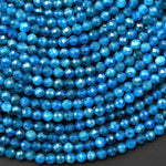 AAA Faceted Natural Apatite 2mm 3mm 4mm 6mm Round Beads Micro Laser Diamond Cut Gemstone 15.5" Strand