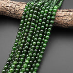 AAA Real Genuine Natural Green Russian Siberian Jade Smooth 6mm 8mm Round Beads 15.5" Strand