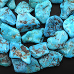 Genuine Natural Arizona Light Blue Turquoise Freeform Flat Slice Nugget Beads 15.5" Strand